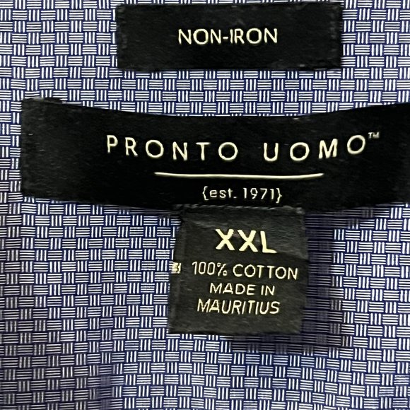 Pronto Uomo Men's Button Down Shirt Long Sleeve Size XXL NON-IRON - Picture 4 of 7